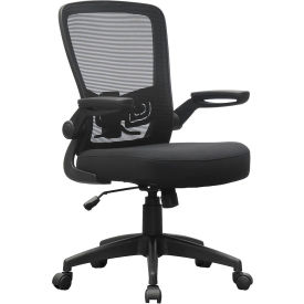 Flip Arm Mesh Back Task Chair, 18-1/2" - 21-1/2"H Seat, Black