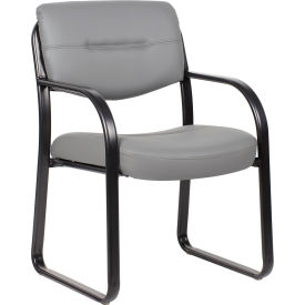 Sled Base Guest Chair with Arms, Gray