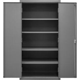 HD Shelf Cabinet, 14 Ga., 4 Adj. Shelves, 36"W x 24"D x 72"H, Lockable, Gray