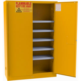 Flammable Storage Cabinet, 60 Gallon, 43-3/16"W x 18-3/16"D x 65-1/8"H, Yellow