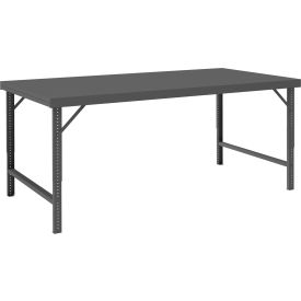 Adjustable Height Folding Leg Workbench, 72 x 30-1/4", Steel Flush Edge