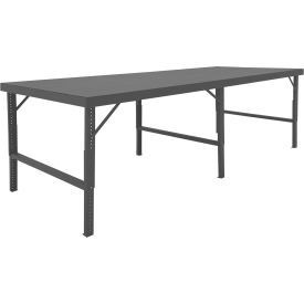 Adjustable Height Folding Leg Workbench, 120 x 48-1/4", Steel Flush Edge