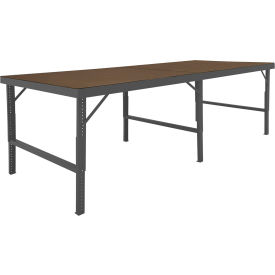 Adjustable Height Folding Leg Workbench, 120 x 48-1/4", Hardboard Flush Edge