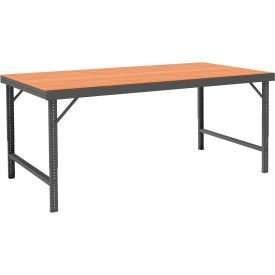 Adjustable Height Folding Leg Workbench, 96 x 36-1/4", Hardboard Flush Edge
