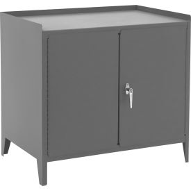 Table High Heavy Duty Storage Cabinet, 14 Ga, 36-1/8"W x 24-1/4"D x 33-5/8"H, Gray