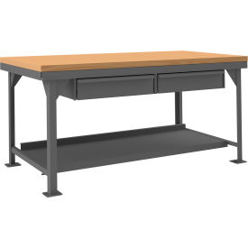Extra Heavy Duty Workbench with 2 Drawers & Bottom Shelf, Flush Edge, 96"W x 36"D