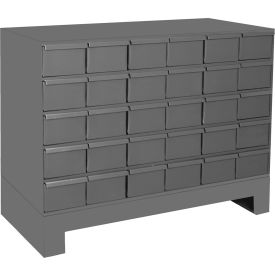 30 Drawer Cabinet, 34"W x 12-1/4"D x 26-1/4"H, Gray