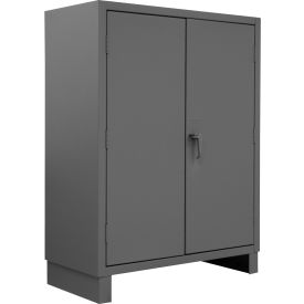 HD Cabinet, 14 Ga., 3 Adj. Shelves, 36"W x 24"D x 60"H, Pad-lockable, Gray