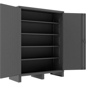 EHD Pegboard Cabinet, 12 Ga., 4 Adj. Shelves, 60"W x 24"D x 78"H, Pad-lockable, Gray