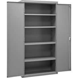 Storage Cabinet, 16 Ga., 4 Adj. Shelves, 36"W x 18"D x 72"H, Lockable, Gray
