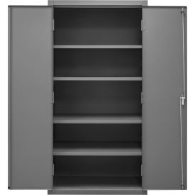 Storage Cabinet, 16 Ga., 4 Adj. Shelves, 36"W x 24"D x 72"H, Lockable, Gray