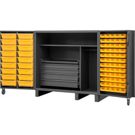Extra Heavy Duty Cabinet, 78 Yellow Bins, All-Welded, 60"W x 36"D x 60"H