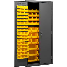 Bin Storage Cabinet, 138 Yellow Bins, All-Welded, 36"W x 24"D x 84"H