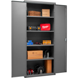 Storage Cabinet, 16 Ga., 4 Adj. Shelves, 36"W x 18"D x 84"H, Lockable, Gray