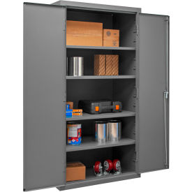 Storage Cabinet, 16 Ga., 4 Adj. Shelves, 36"W x 24"D x 84"H, Lockable, Gray