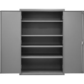 Storage Cabinet, 16 Ga., 4 Adj. Shelves, 48"W x 24"D x 72"H, Lockable, Gray