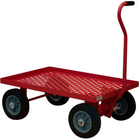 Pneumatic Wheel Platform Truck with Push Handle, 1200 lb Capacity, 38-5/16"L x 24"W, Red