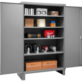 Storage Cabinet, 16 Ga., 4 Adj. Shelves, 48"W x 24"D x 78"H, Lockable, Gray