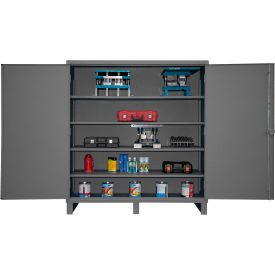 Extra HD Cabinet, 12 Ga., 4 Adj. Shelves, 60"W x 24"D x 78"H, Pad-lockable, Gray