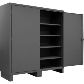 Extra HD Cabinet, 12 Ga., 4 Adj. Shelves, 72"W x 24"D x 78"H, Pad-lockable, Gray
