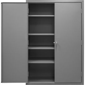 Storage Cabinet, 16 Ga., 4 Adj. Shelves, 48"W x 24"D x 84"H, Lockable, Gray