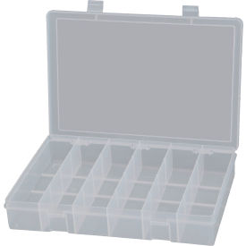 Plastic Compartment Box, 6 Openings, 13-1/8"W x 9"D x 2-5/16"H, Clear