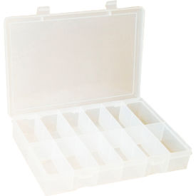 Plastic Compartment Box, 12 Openings, 13-1/8"W x 9"D x 2-5/16"H, Clear