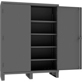 Storage Cabinet, 14 Ga., 4 Adj. Shelves, 60"W x 24"D x 78"H, Pad-lockable, Gray