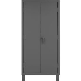 Extra HD Cabinet, 12 Ga., 4 Adj. Shelves, 36"W x 24"D x 78"H, Pad-Lockable, Gray