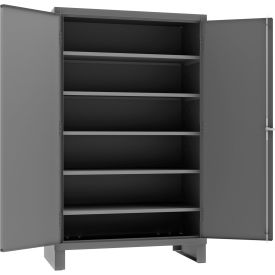 HD Cabinet, 14 Ga., 5 Adj. Shelves, 48"W x 24"D x 78"H, Lockable, Gray