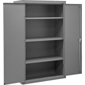Storage Cabinet, 16 Ga., 3 Adj. Shelves, 36"W x 18"D x 60"H, Lockable, Gray