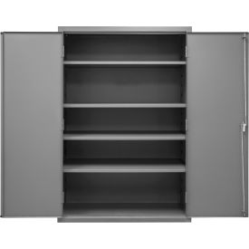 HD Cabinet, 14 Ga., 4 Adj. Shelves, 48"W x 24"D x 78"H, Lockable, Gray