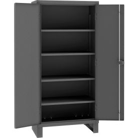 Storage Cabinet, 14 Ga., 4 Adj. Shelves, 48"W x 18"D x 78"H, Pad-lockable, Gray