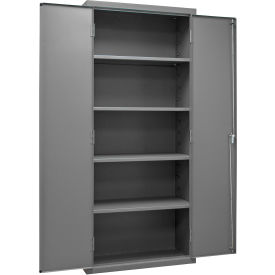 HD Cabinet, 14 Ga., 4 Adj. Shelves, 36"W x 18"D x 84"H, Lockable, Gray