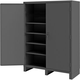 HD Cabinet, 14 Ga., 4 Adj. Shelves, 60"W x 24"D x 84"H, Pad-lockable, Gray