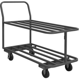 Platform Truck with 2 Shelves, 1400 lb. Cap., 39-7/8"L x 18"W x 41"H, Gray