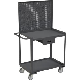 Stock Cart with 2 Shelves, 1200 lb. Cap., 42-1/4"L x 24-1/4"W x 67-5/8"H, Gray