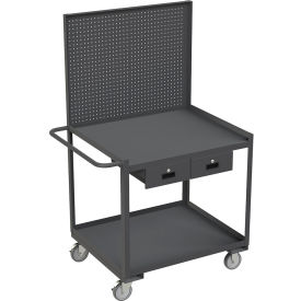 Stock Cart with 2 Shelves, 1200 lb. Cap., 42-1/4"L x 30-1/4"W x 65-5/8"H, Gray
