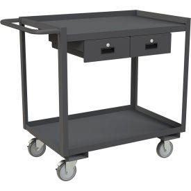 Stock Cart w/2 Shelves & 2 Drawers, 1200 lb. Cap., 42-1/4"Lx24-1/4"Wx37-5/8"H, Gray