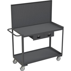 Stock Cart with 2 Shelves, 1200 lb. Cap., 54-1/4"L x 24-1/4"W x 64-1/8"H, Gray
