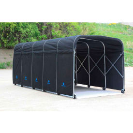 Portable Equipment Shelter with EBF 3 Light Gray Flooring, 16'4"L x 8'W x 7'1"H, Black