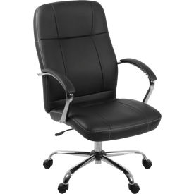 Cielo Leatherette Executive Office Chair with Mid Back & Fixed Arms, Black