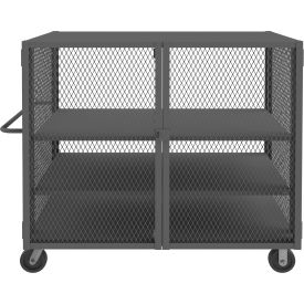 Security Mesh Truck with 3 Shelves, 66-1/2"L x 38"W x 56-7/16"H, Gray