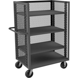 3 Sided Mesh Truck w/4 Shelves, 3000 lb. Cap., 54-1/2"L x 30-3/8"W x 56-7/16"H