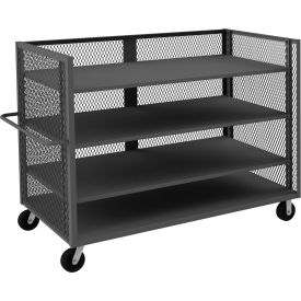 3 Sided Mesh Truck w/4 Shelves, 3000 lb. Cap., 78-1/2"L x 36-3/8"W x 56-7/16"H