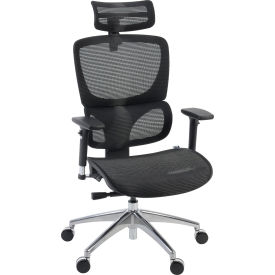 Omega O-2 Tech Ergonomic Management Office Chair w/ High Back & Adj. Arms, Mesh, Black