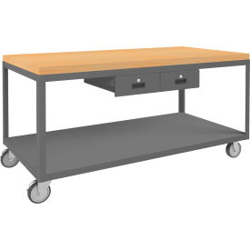 High Deck Mobile Table, Top Surface Back Stop, 60-1/4"W x 30-1/4"D x 31-13/16"H, Gray