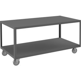 High Deck Mobile Table, Steel Square Edge, 60-1/4"W x 30-1/4"D x 30-1/16"H, Gray