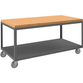 High Deck Mobile Table, Steel Square Edge, 60-1/4"W x 30-1/4"D x 31-13/16"H, Gray