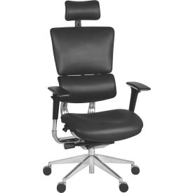Omega Ergonomic Executive Office Chair with High Back & Adjustable Arms, Leather, Black